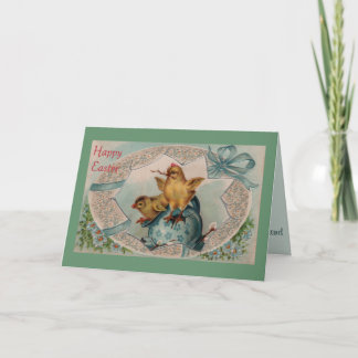 Cartão De Festividades Cartão-saudação de Ovo e Pintinhos de Páscoa Azul