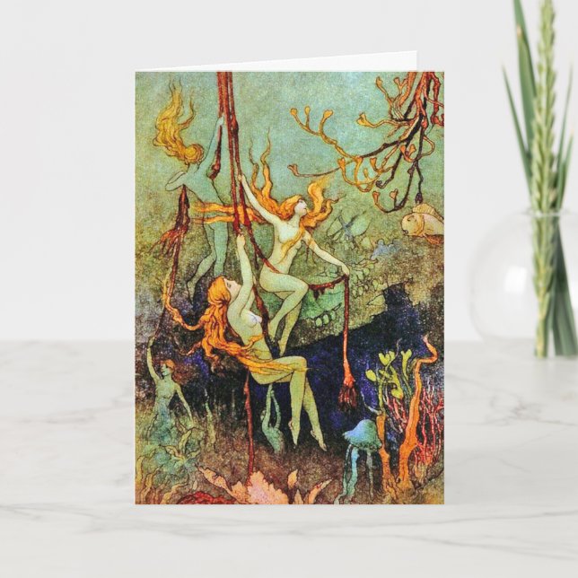 Cartão De Festividades Cartão: Sereias de Fada - por Warwick Goble (Frente)