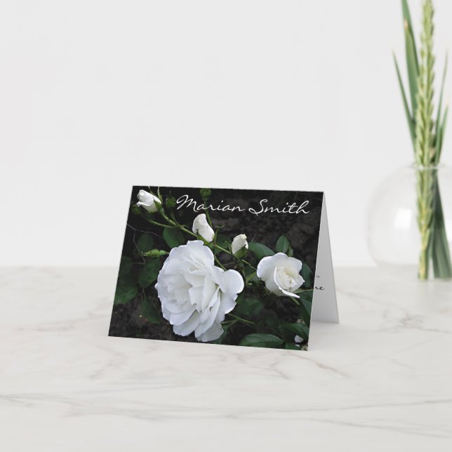 Cartão De Festividades Cartãozinho Rosa Branca - Placecard (Frente)