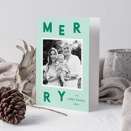 Cartão De Festividades Cartas Alegres Modernas Verde e Hortelã 2 Fotos