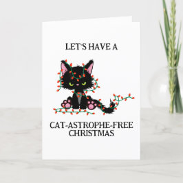 Cartão De Festividades cartas de natal de gato preto engraçado
