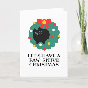 Cartão De Festividades cartas de natal de gato preto engraçado