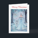 Cartão De Festividades Cartas de Natal de Renee<br><div class="desc">Tirada da minha cor de água original com pintura acrílica intitulada "Passeio mágico de inverno.</div>