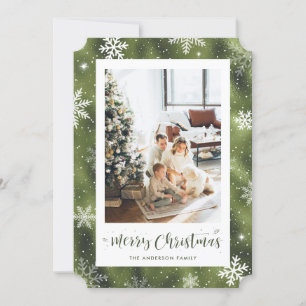 Cartão De Festividades Cartas de Natal Merry Foil Verde Personalizado