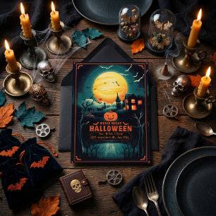 Cartão De Festividades Cartaz da Noite de Cinema de Halloween