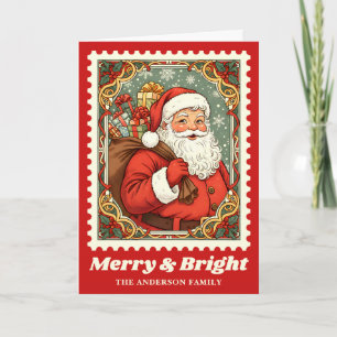 Cartão De Festividades Cartaz de Natal do Papai Noel feliz e Brilho