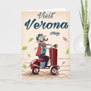 Cartão De Festividades Cartaz de viagem de scooter italiano de Verona