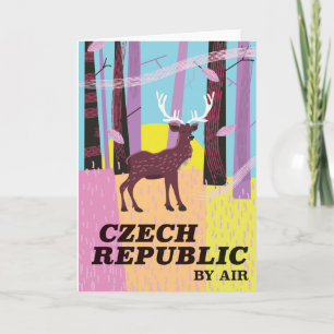 Cartão De Festividades Cartaz de viagem do cervo vintage da República Tch