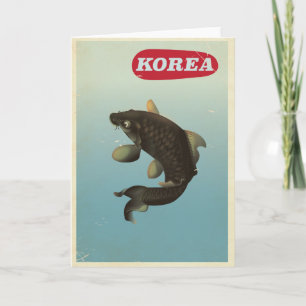 Cartão De Festividades Cartaz de viagem estilo vintage Korea Koi