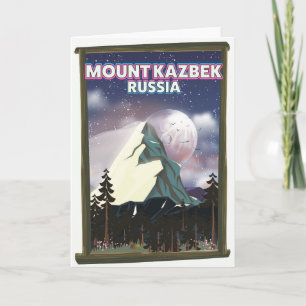 Cartão De Festividades Cartaz de viagem russo Monte Kazbek.
