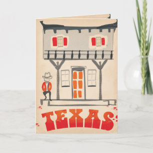 Cartão De Festividades cartaz de viagem Texas Cowboy Vintage Style