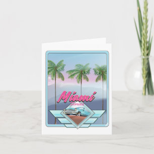 Cartão De Festividades Cartaz de viagem vintage Miami Flórida