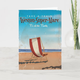 Cartão De Festividades Cartaz de viagem vintage Weston Super Mare.