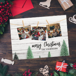 Cartão De Festividades Cartaz rústico das fotos de Natal da família