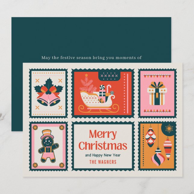 Cartão De Festividades Cartazes Coloridos Saudação Feliz de Natal (Frente/Verso)