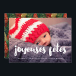 Cartão De Festividades Carte de voeu foto moderna Joyeuses Fêtes<br><div class="desc">Un style Simple et élégant pour cette carte de voeu en français,  personalizável avec votre photopicture.</div>