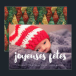 Cartão De Festividades Carte de voeu foto moderna Joyeuses Fêtes<br><div class="desc">Un style Simple et élégant pour cette carte de voeu en français,  personalizável avec votre photopicture.</div>