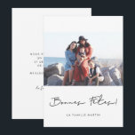 Cartão De Festividades Carte de voeu fotografia Bonnes fêtes à personnali<br><div class="desc">Un style Simple et élégant pour cette carte de voeu en français,  personalizável avec votre photopicture.</div>