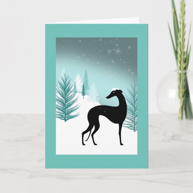 Cartão De Festividades Carte de voeux Greyhound sous la neige (Frente)