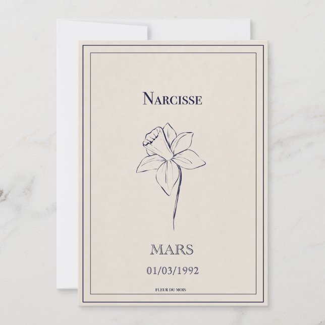 Cartão De Festividades Carte fleur de naissance du mois de mars narcisse (Frente)