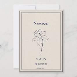 Cartão De Festividades Carte fleur de naissance du mois de mars narcisse