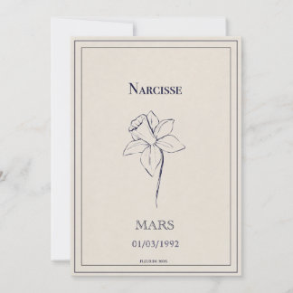 Cartão De Festividades Carte fleur de naissance du mois de mars narcisse