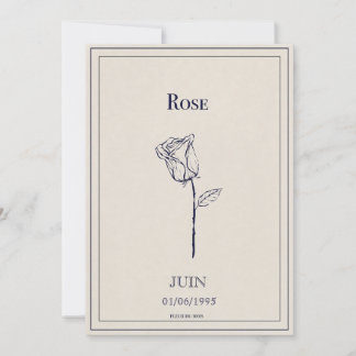 Cartão De Festividades Carte fleur de naissance mois de juin rose