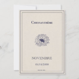 Cartão De Festividades Carte fleur de naissance novembre, chrysanthème 