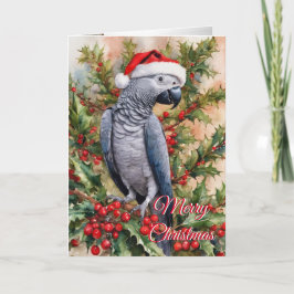 Cartão De Festividades Carteira de papagaio de Natal cinza africana