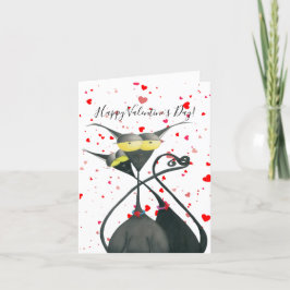 Cartão De Festividades Cartografia de Gato Negro e Cinza