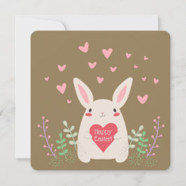 Cartão De Festividades Cartoon Bunny & Hearts Personalizado 5,25" x 5,25"