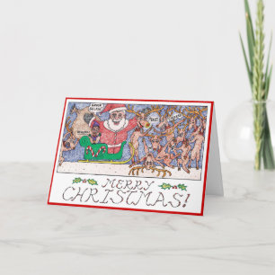 Cartão De Festividades Cartoon Christmas Card- Group Selfie!