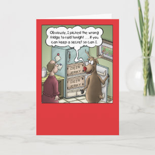 Cartão De Festividades Cartoon Christmas Card: Raiding the Fridge