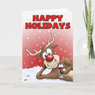 Cartão De Festividades Cartoon Christmas Cards: Happy Holiday Deer