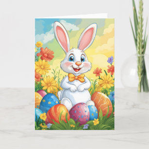 Cartão De Festividades Cartoon Colorful Easter Bunny