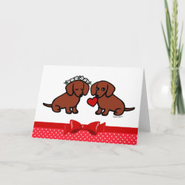 Cartão De Festividades Cartoon de Casal Dachshund Love
