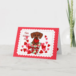 Cartão De Festividades Cartoon de Namorados Dachshund