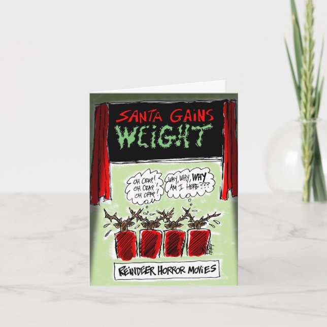 Cartão De Festividades Cartoon de Natal de Reindeer Horror Movimenta! (Frente)