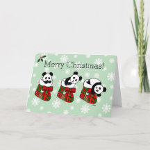Cartoon de Panda Natal empilhando Floco de Neve