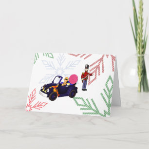 Cartão De Festividades Cartoon Gingerpão Cruzando num Carro de Brinquedos