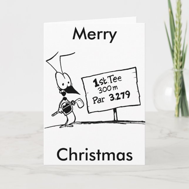 Cartão De Festividades Cartoon Golfer Par Cartoon Merry Christmas Card (Frente)