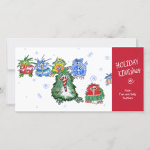 Cartoon Holiday KIWIshes Card