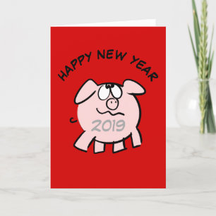 Cartão De Festividades Cartoon Illustration Pig Year 2019