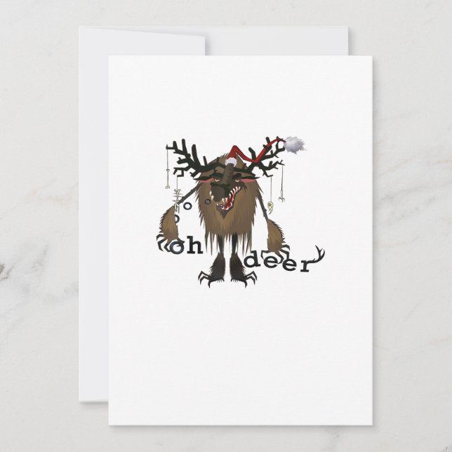 Cartão De Festividades Cartoon Oh Deer Funny Reindeer Holiday Gamer Gift (Frente)