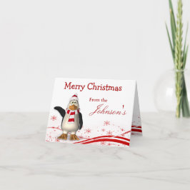 Cartão De Festividades Cartoon Santa Claus Penguin Christmas Greeting