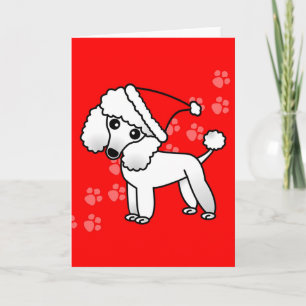 Cartão De Festividades Cartoon Santa Hat de Poodônia Branca