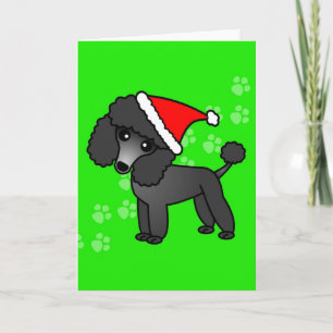 Cartão De Festividades Cartoon Santa Hat de Poodonte Negro Bonito