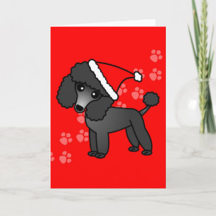 Cartão De Festividades Cartoon Santa Hat de Poodonte Negro Bonito
