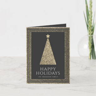 Cartão De Festividades Carvões e Dourada Árvore de Natal de Fotografia Gl