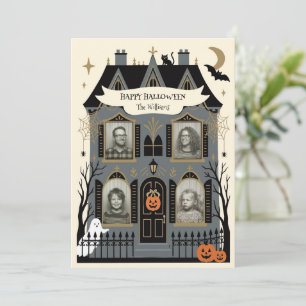 Cartão De Festividades Casa Assombrada Foto Múltipla Halloween Personali